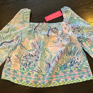 Lilly Pulitzer Bermuda Blue Fishful Thinking Engineered Top Size XXS